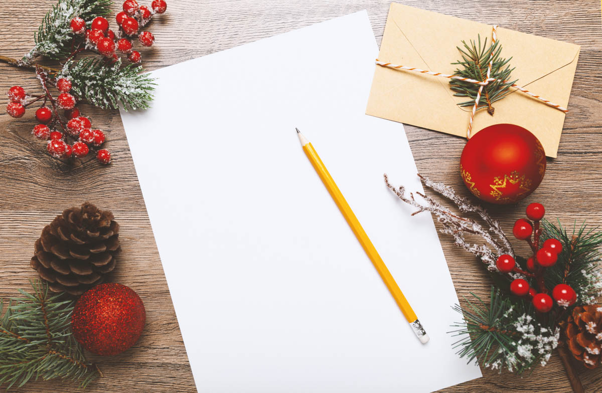 Blank application paper with holiday accents, ready to be written on